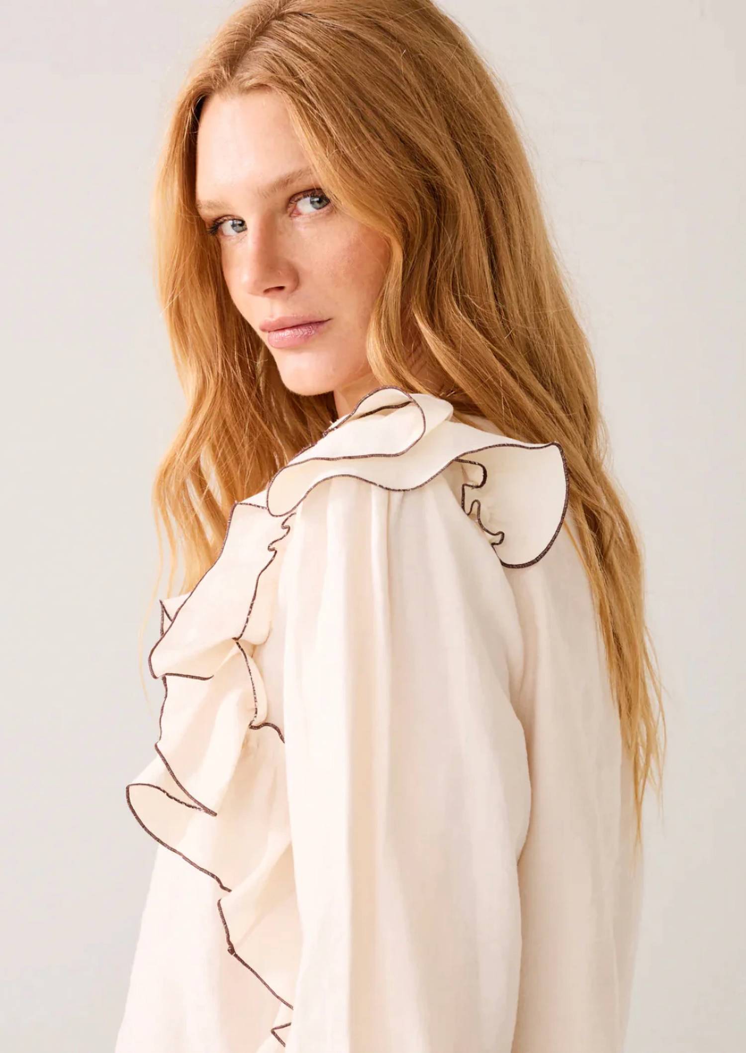 Summum - Linen Blend Top With Ruffles