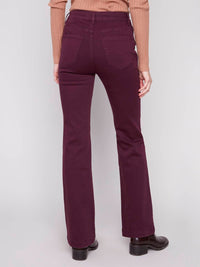 Charlie B - Flare Leg Colored Twill Pants With Side Buttons