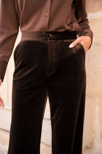 Attentif - Straight Cut Velvet Pants