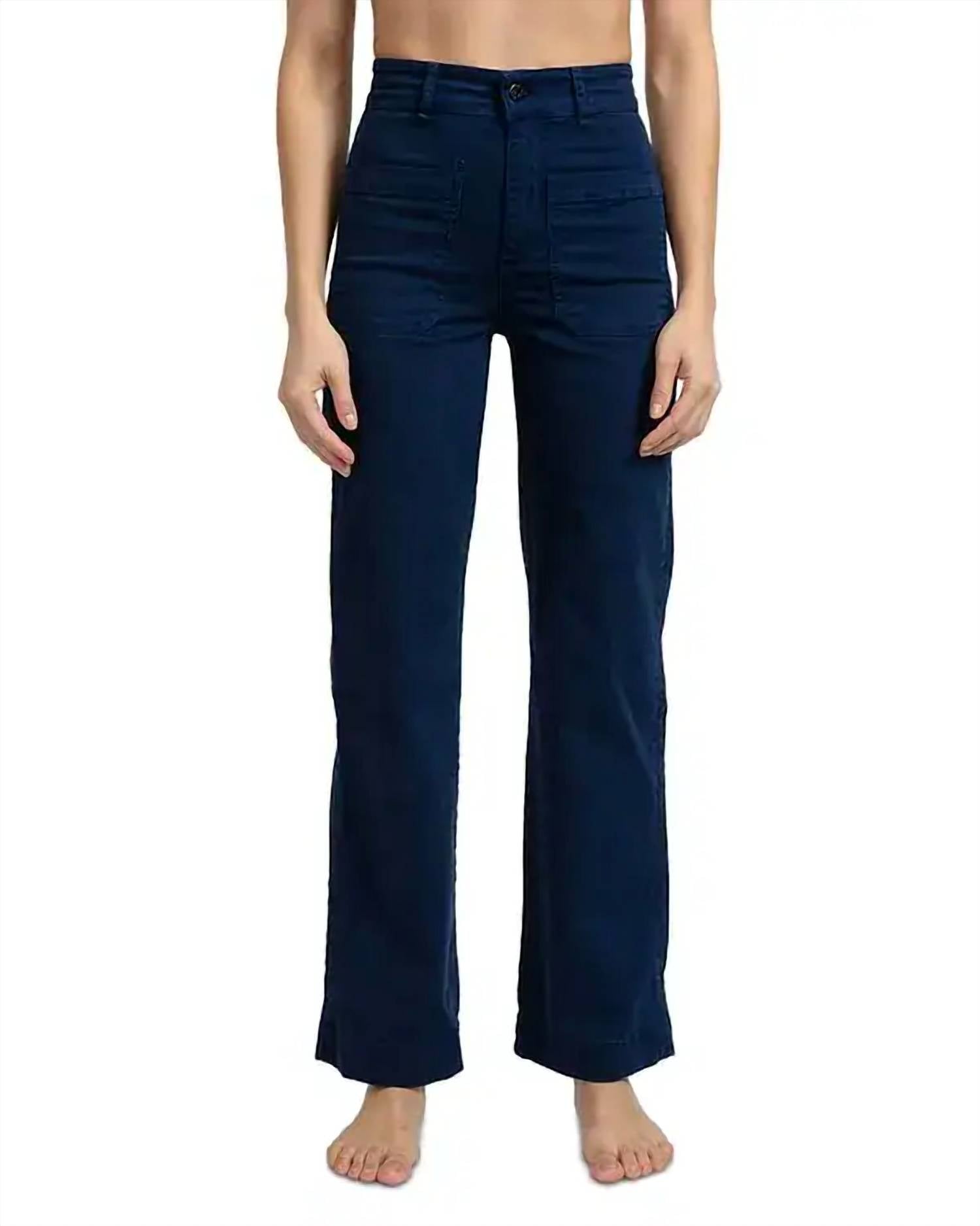 ASKK NY Brighton Velvet Wide Leg Pants in navy - women's pants
