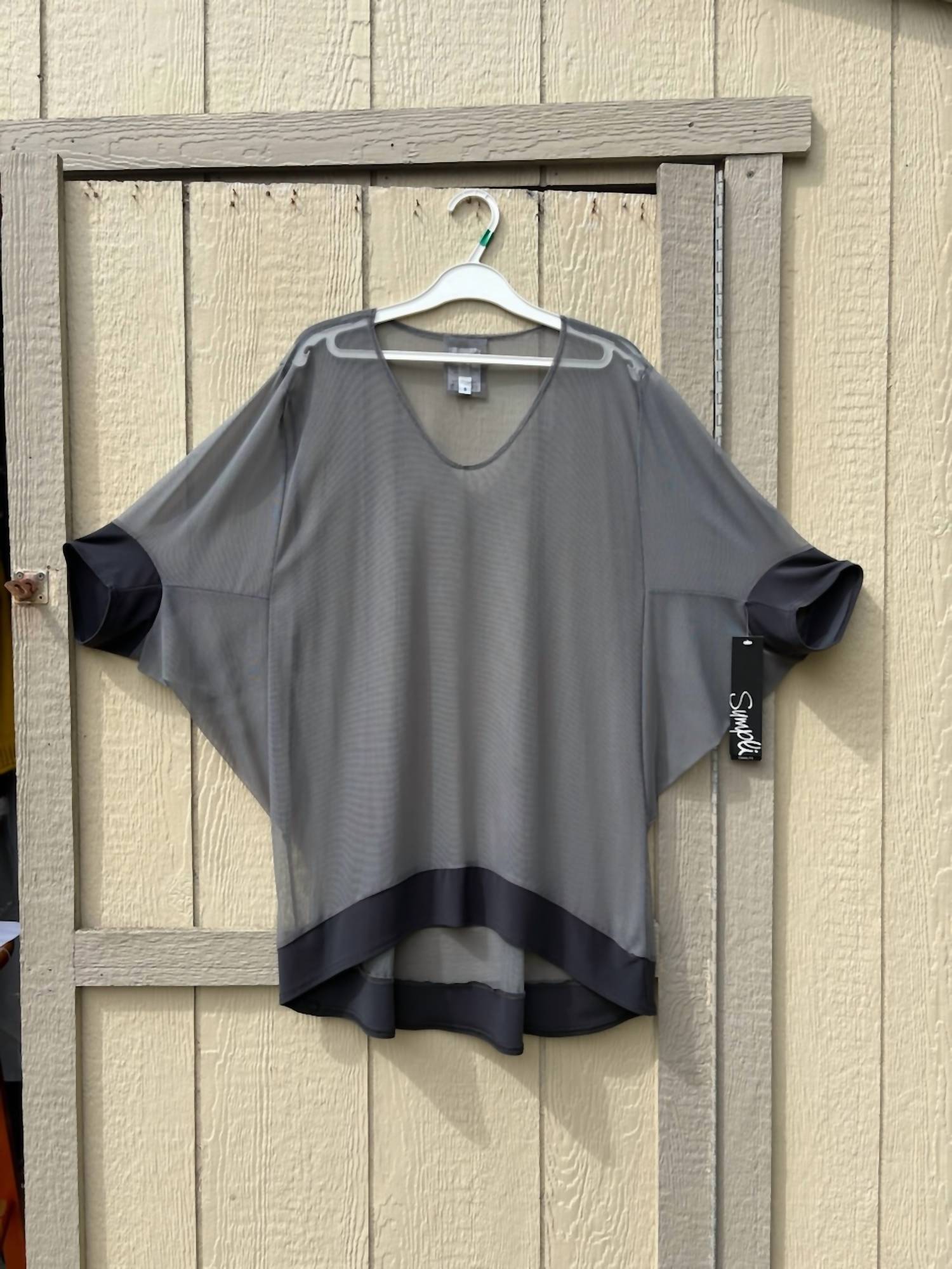 Sympli Women's Mix Grove Top in charcoal - women's blouse