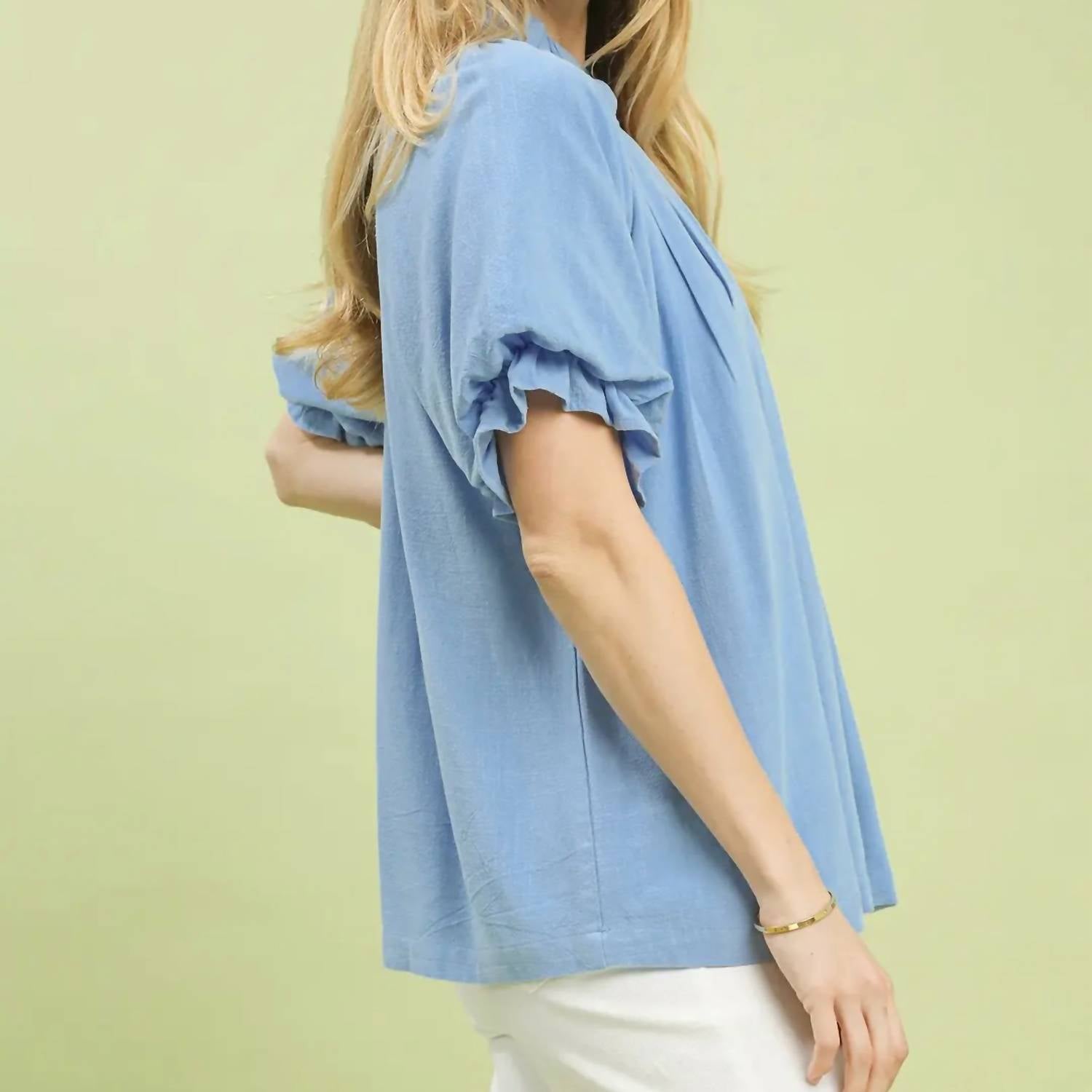 Umgee - Collins V-neck Flutter Sleeve Top