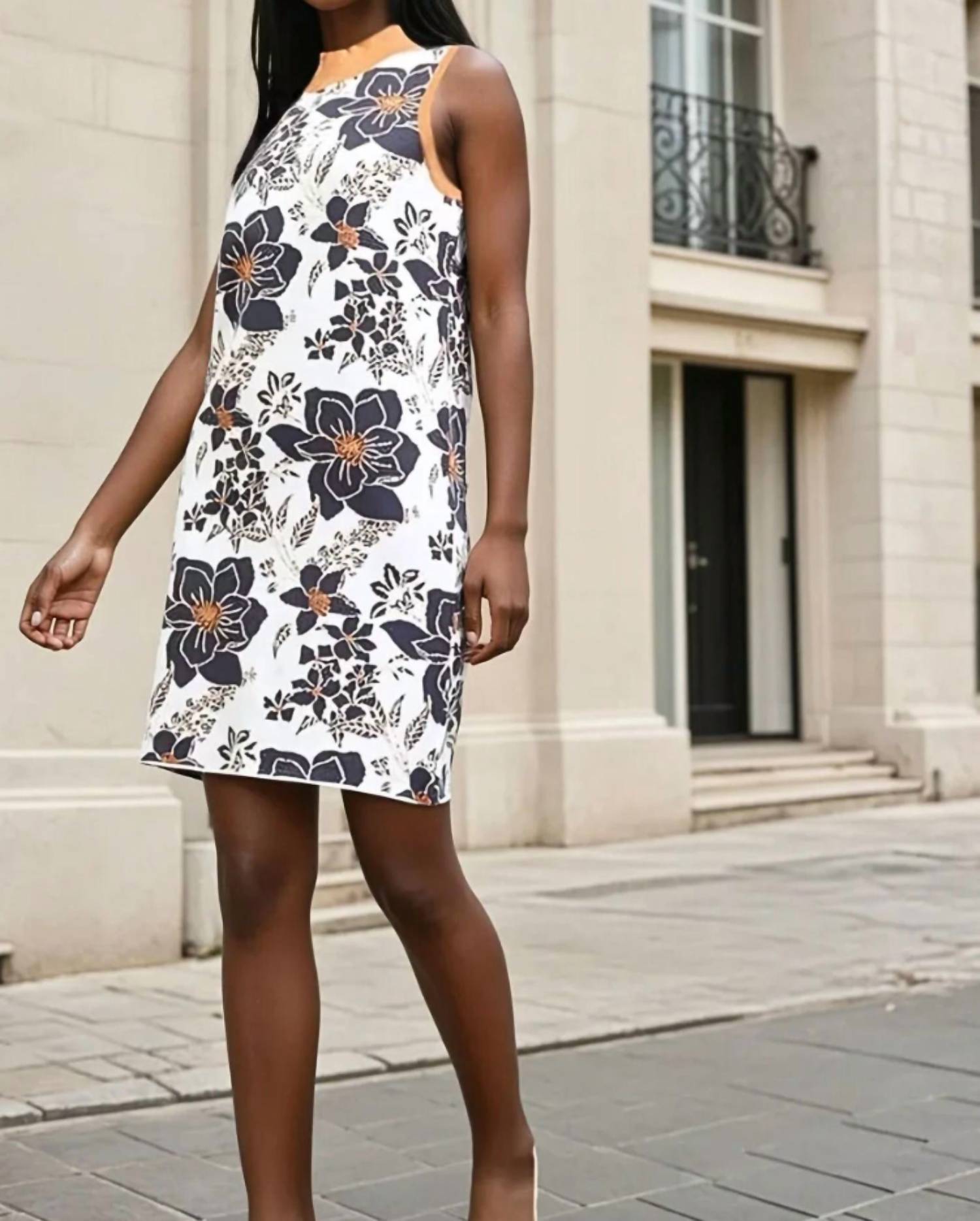 Skies Are Blue - Roberta Mock Neck Floral Print Dress