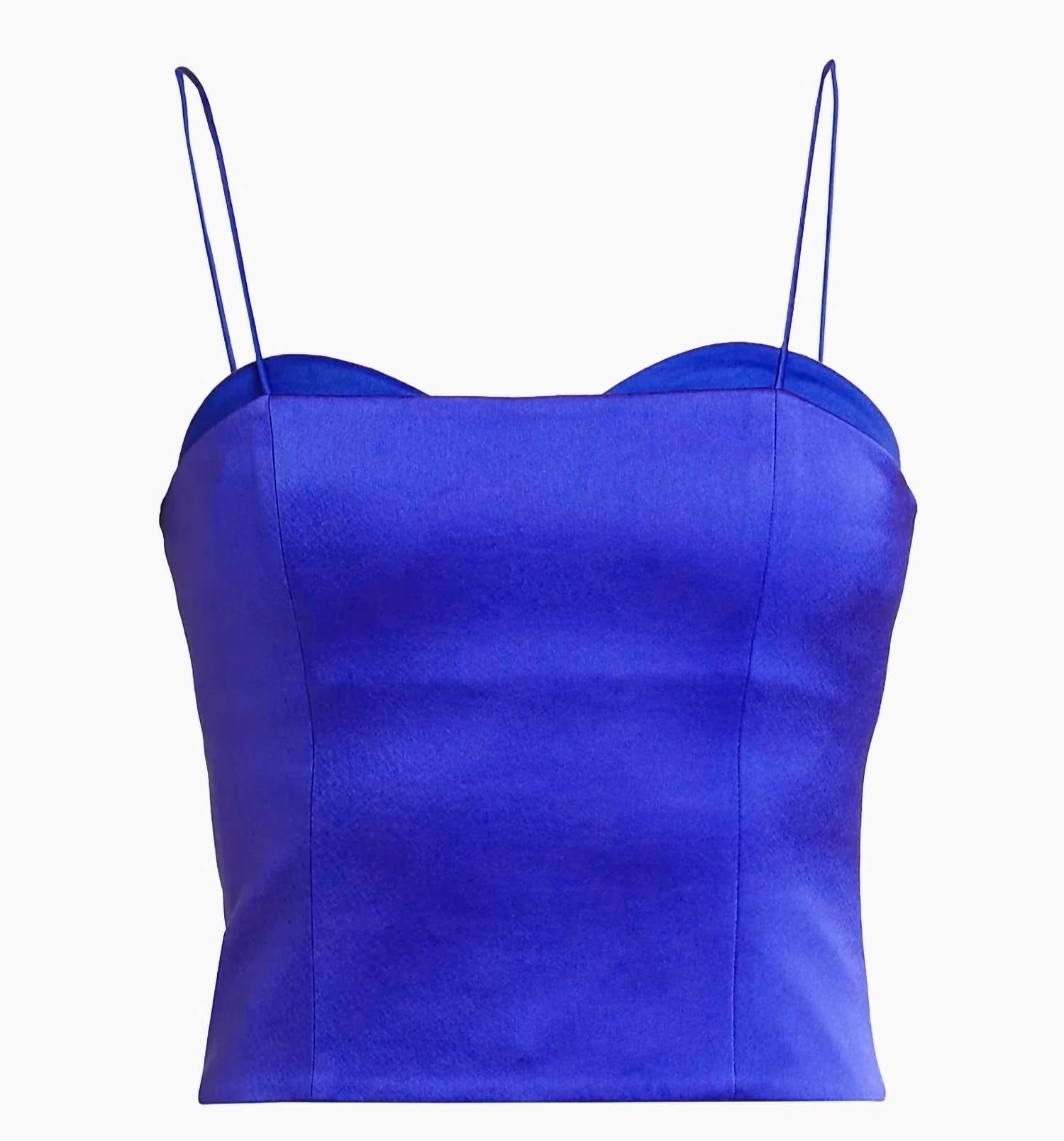 alice + olivia Ada Bustier Cropped Top in 0470 royal sea4 - women's shirt