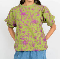 Ivy Jane Floral Vines Knit Top in green - women's t-shirt