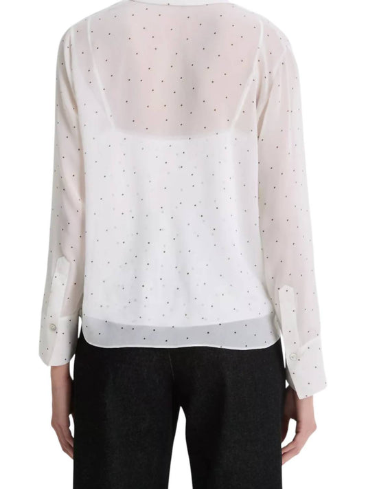 Vince - SHEER DOT BLOUSE WITH LACE TRIM CAMI TOP