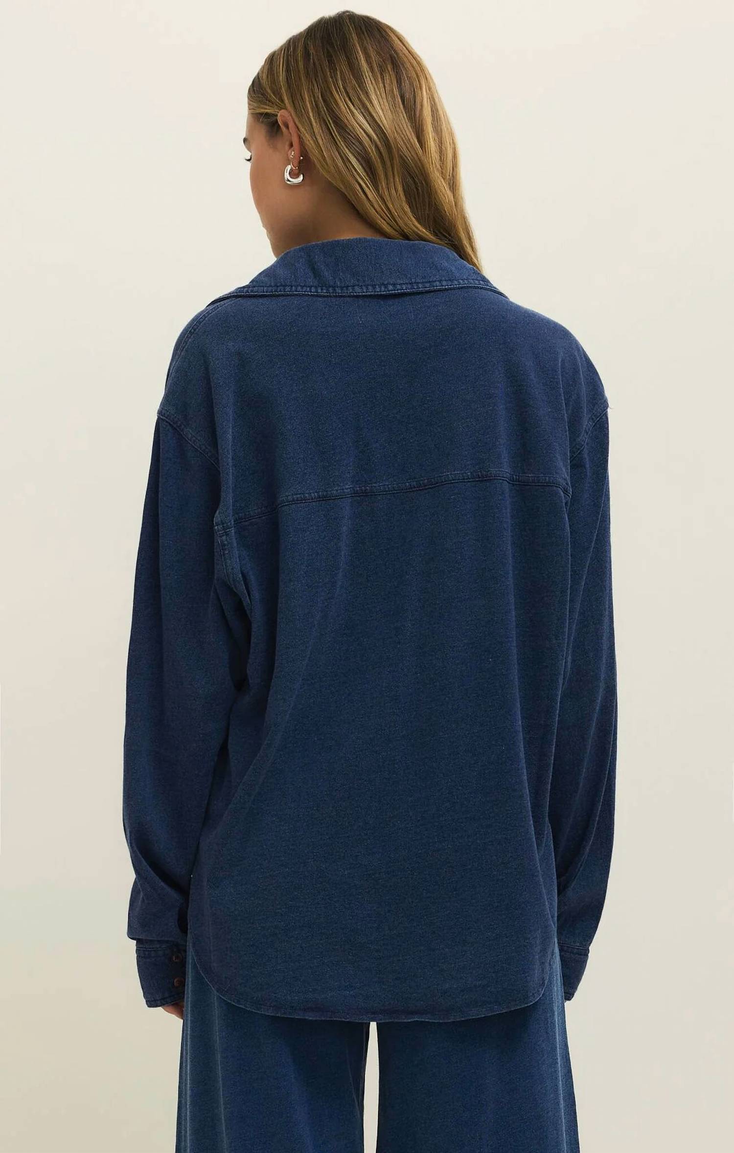 Z Supply - Reese Jersey Denim Button Up Top
