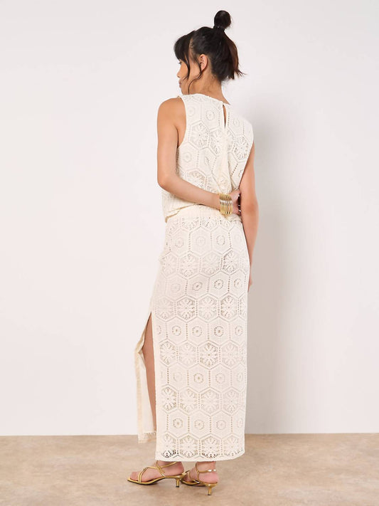 Apricot - Crochet Lace Maxi Skirt With Split