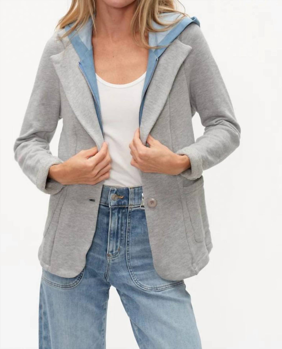 Six/Fifty - Torino Mixed Media Sweater Blazer