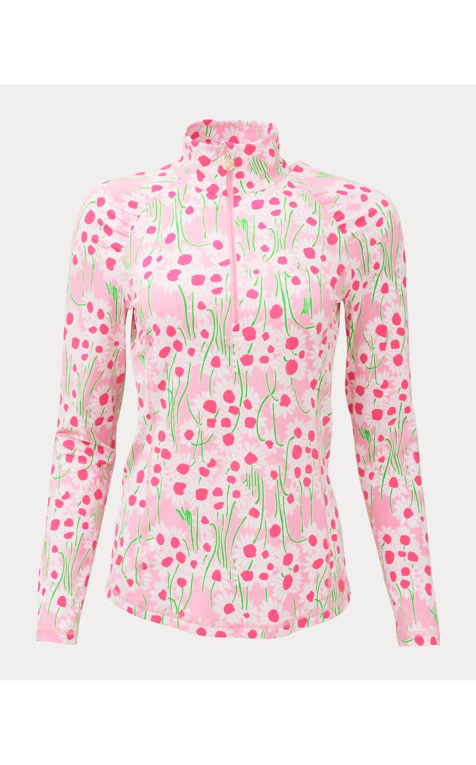 Lilly Pulitzer Justine Half Zip Pullover Sweatshirt in conch shell pink lil sunny daisies - women's top - view 6