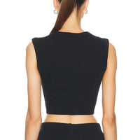 Enza Costa Textured Jacquard Cropped Tank Top in black - women's tank top - alternate view