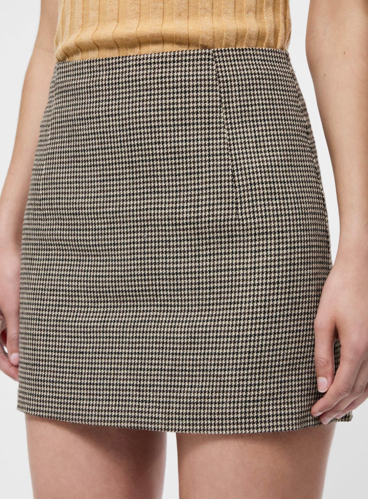 French Connection - Houndstooth Wool Mini Skirt