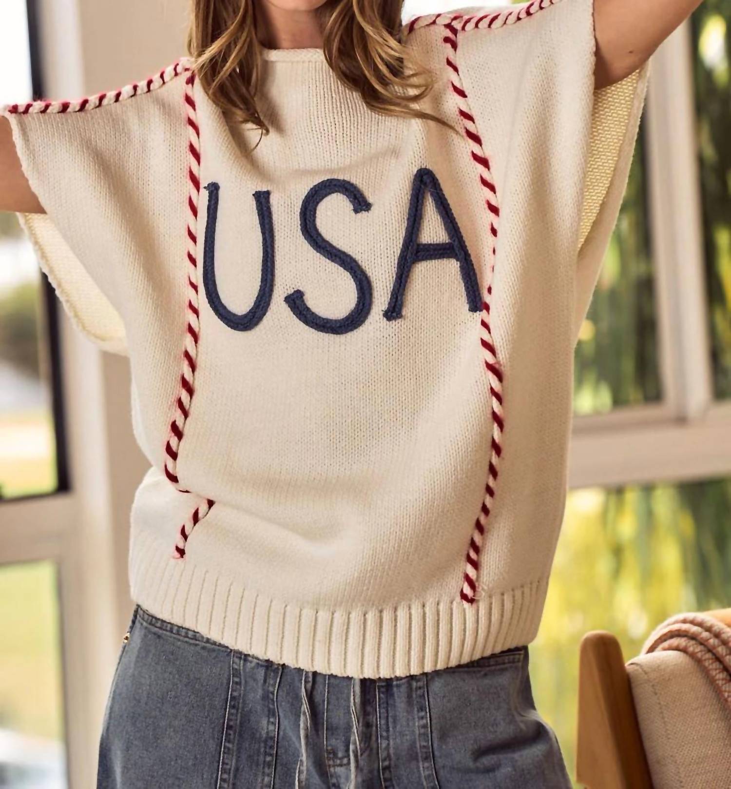 Lovlov - USA Letter Knit Top