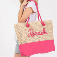 3Am By H&D Accessories - Women's Crochet & Color-sewn Rope Beach Tote Bag
