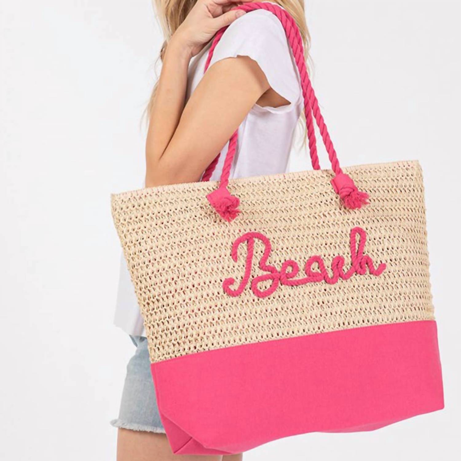 3Am By H&D Accessories - Women's Crochet & Color-sewn Rope Beach Tote Bag