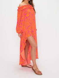Show Me Your Mumu Bobbi Maxi Dress in fuchsia shells - women's dress - detail view