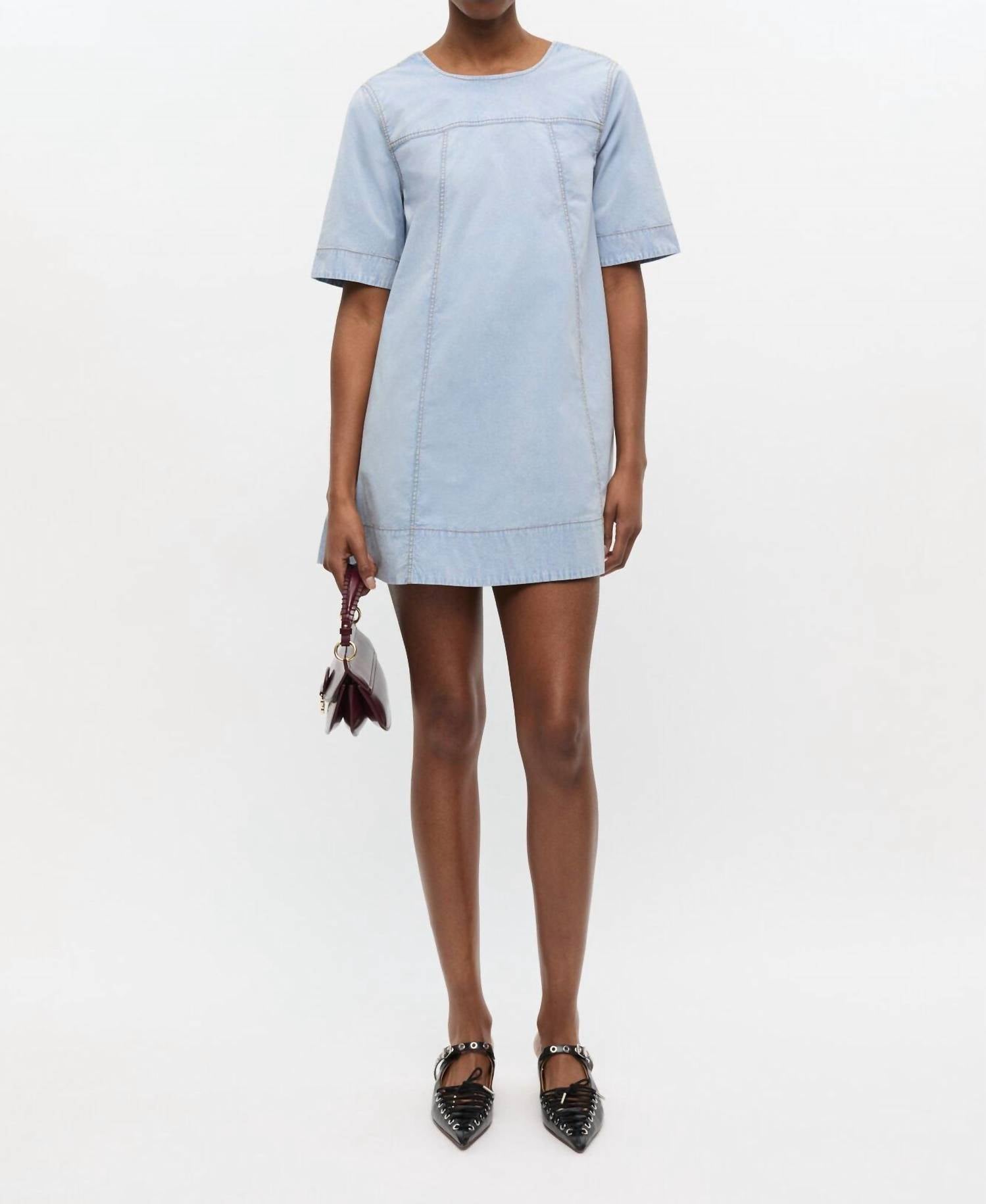 Ganni - Washed Stretch Cotton A-Line Mini Dress