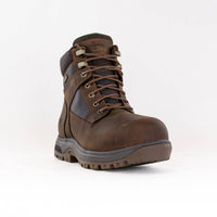 Dunham Men's 8000 Works Waterproof Safety Plain Toe Boots in brown - men's boots - detail view