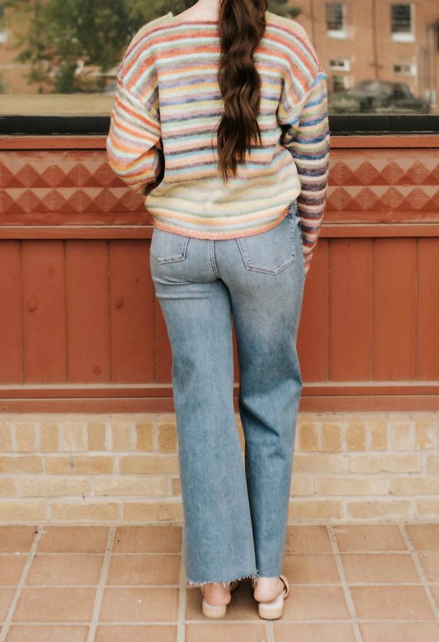 WISHLIST Rainbow Knit Sweater in sky purple - women's sweater - detail view