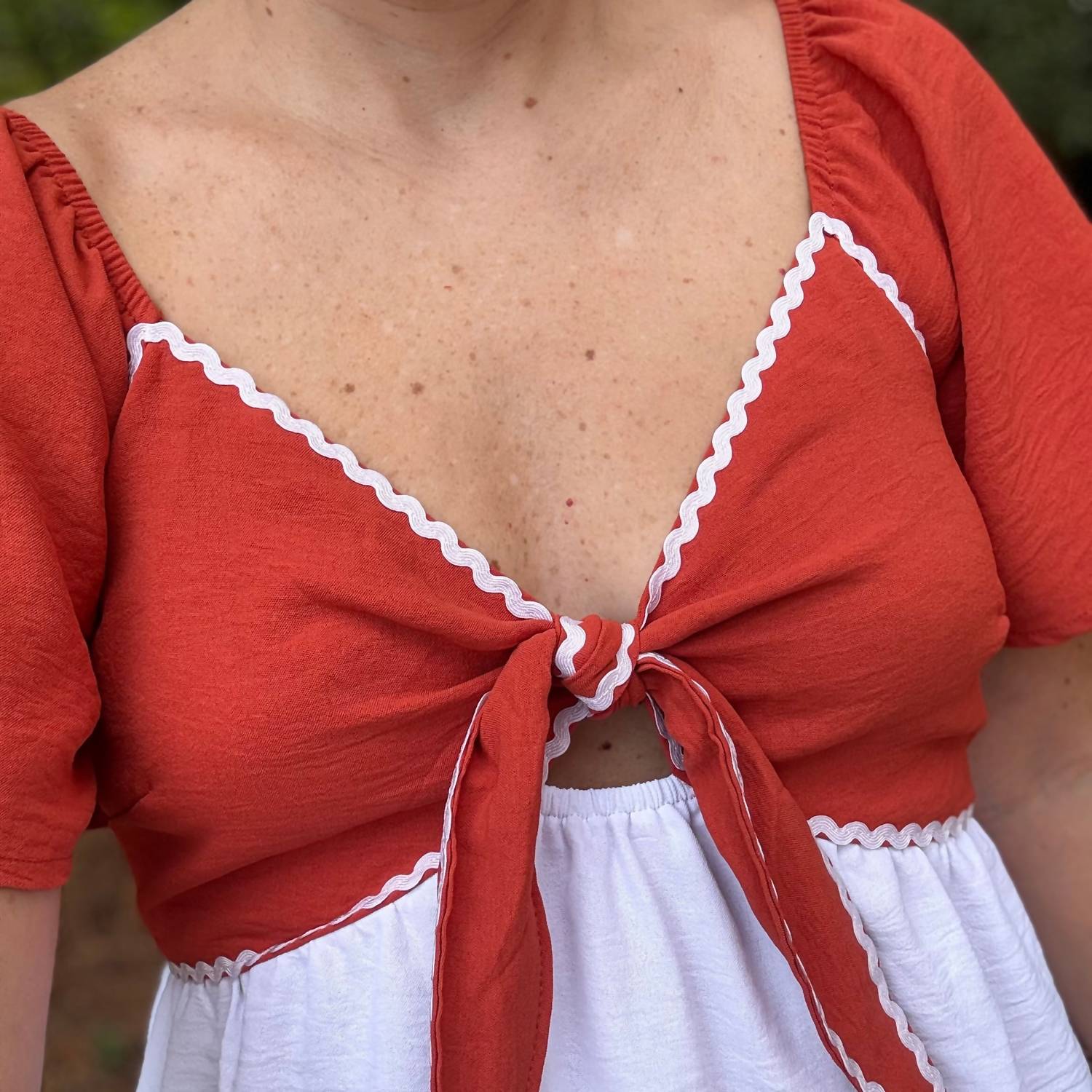 Timing Rust & Ruffles Dress in red white - women's dress - view 5