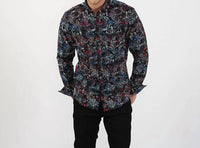 Eight X - Color Damask Print Button Down Shirt