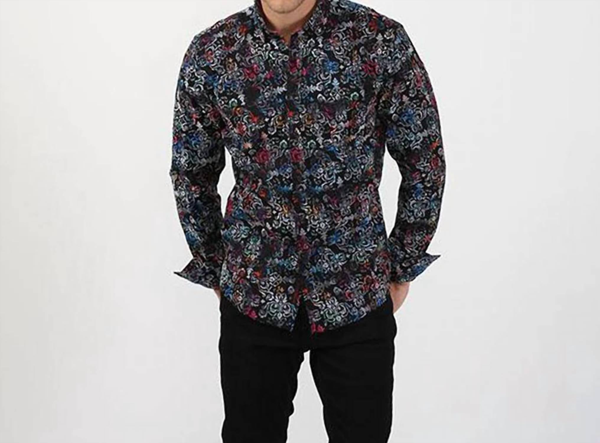 Eight X - Color Damask Print Button Down Shirt