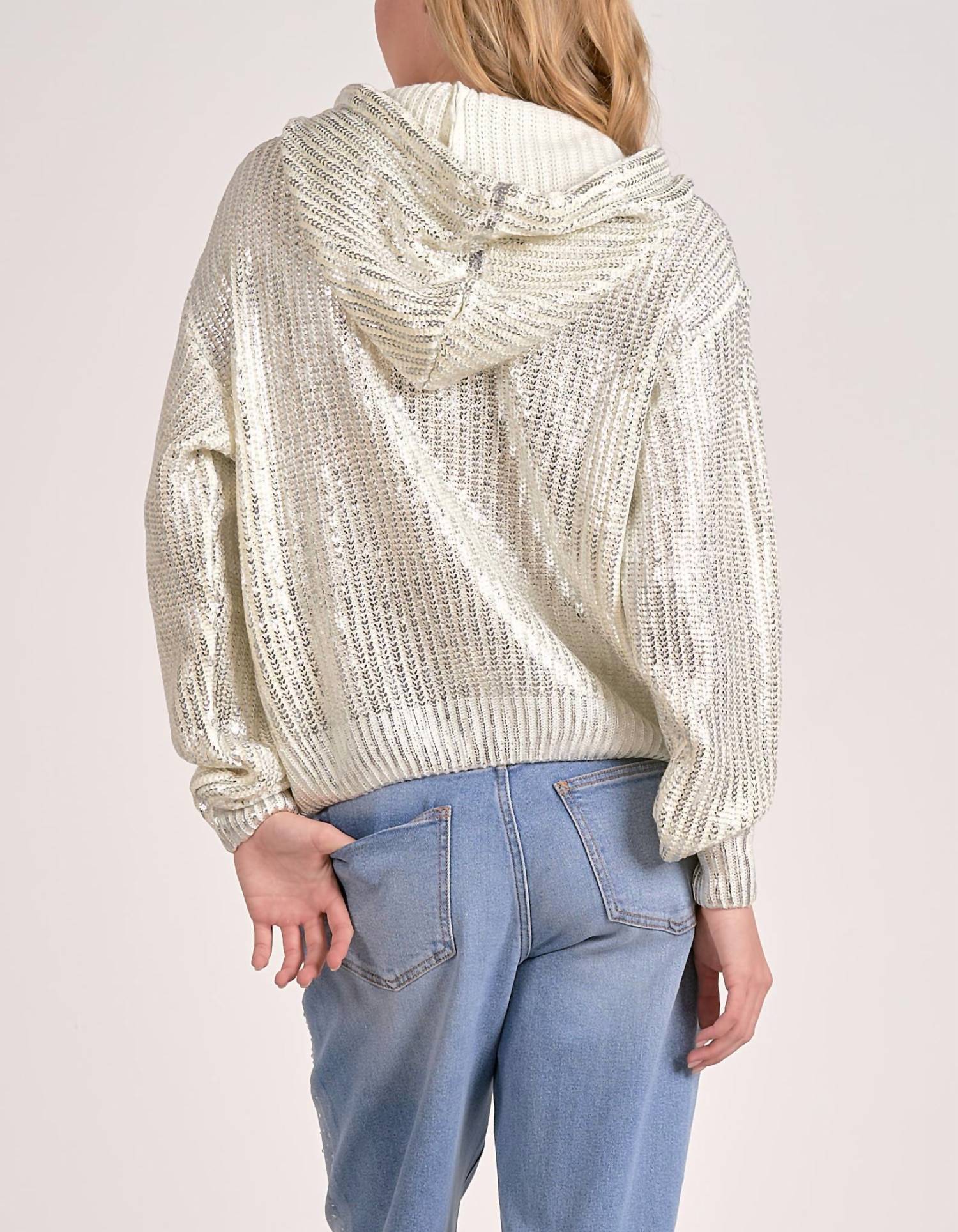 Elan - Farrah Metallic Hoodie Sweater