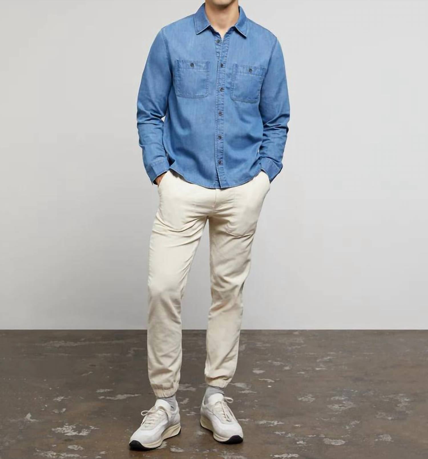 MENS DENIM LONG SLEEVE SHIRT