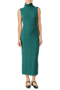 English Factory - Cable Knit Mock Neck Midi Dress
