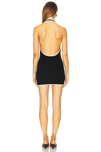 Aya Muse Vian Cashmere Silk Halter Mini Dress in black white - women's dress - alternate view