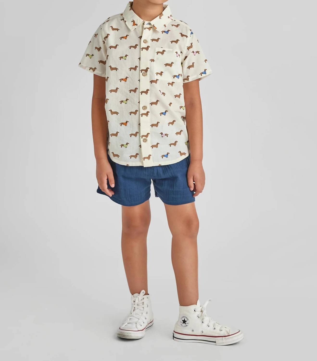 Pink Chicken - Kid's Jack Dachshunds Short Sleeve Shirt