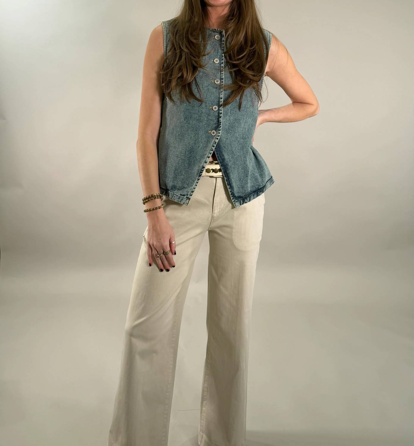 Elan - Vintage-Wash Denim Vest