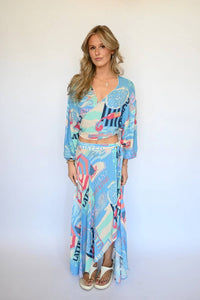 Vintage Havana - Printed High Low Side Slit Skirt