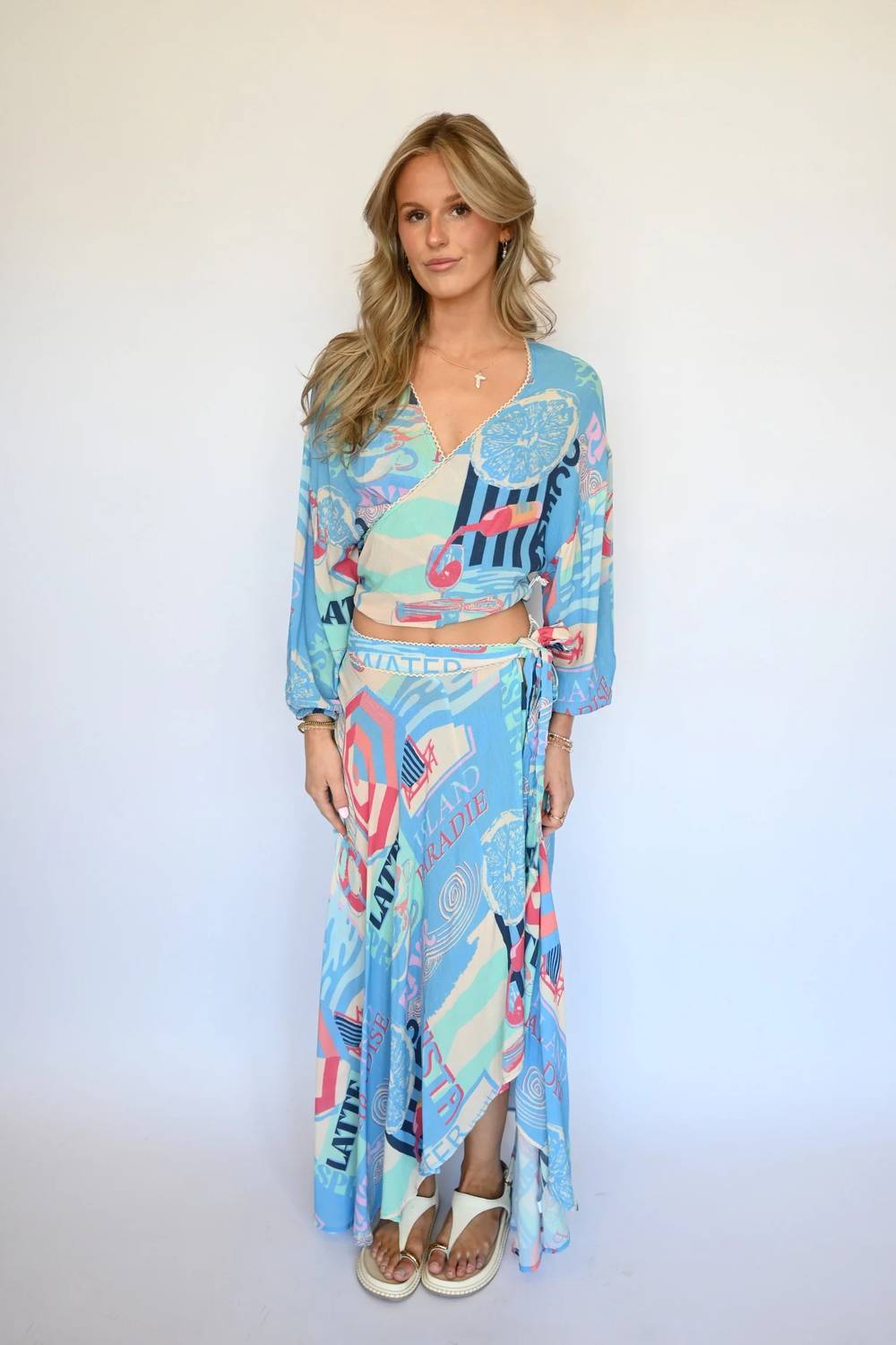 Vintage Havana - Printed High Low Side Slit Skirt