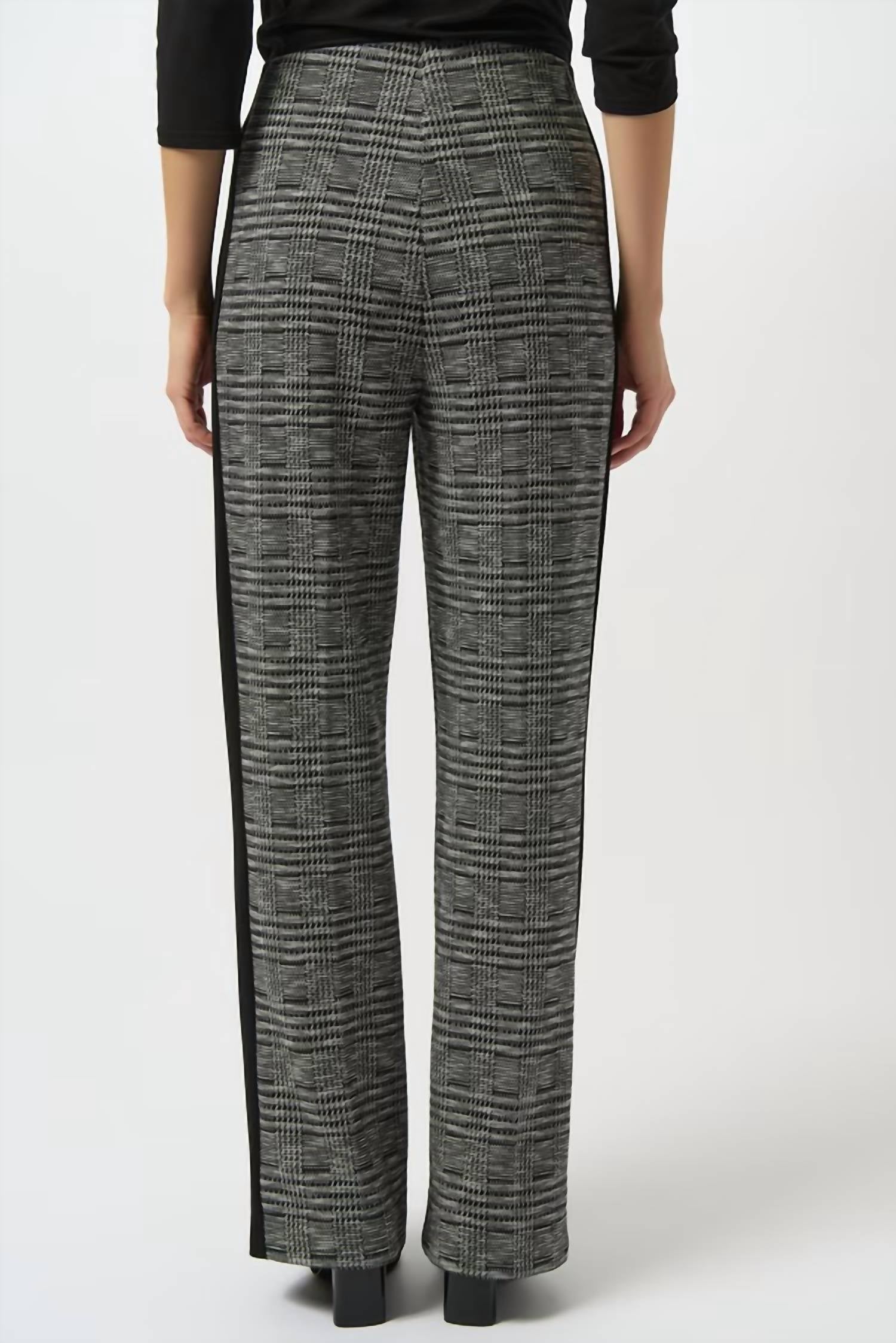 Joseph Ribkoff - Plaid Mid Rise Wide Leg Trousers