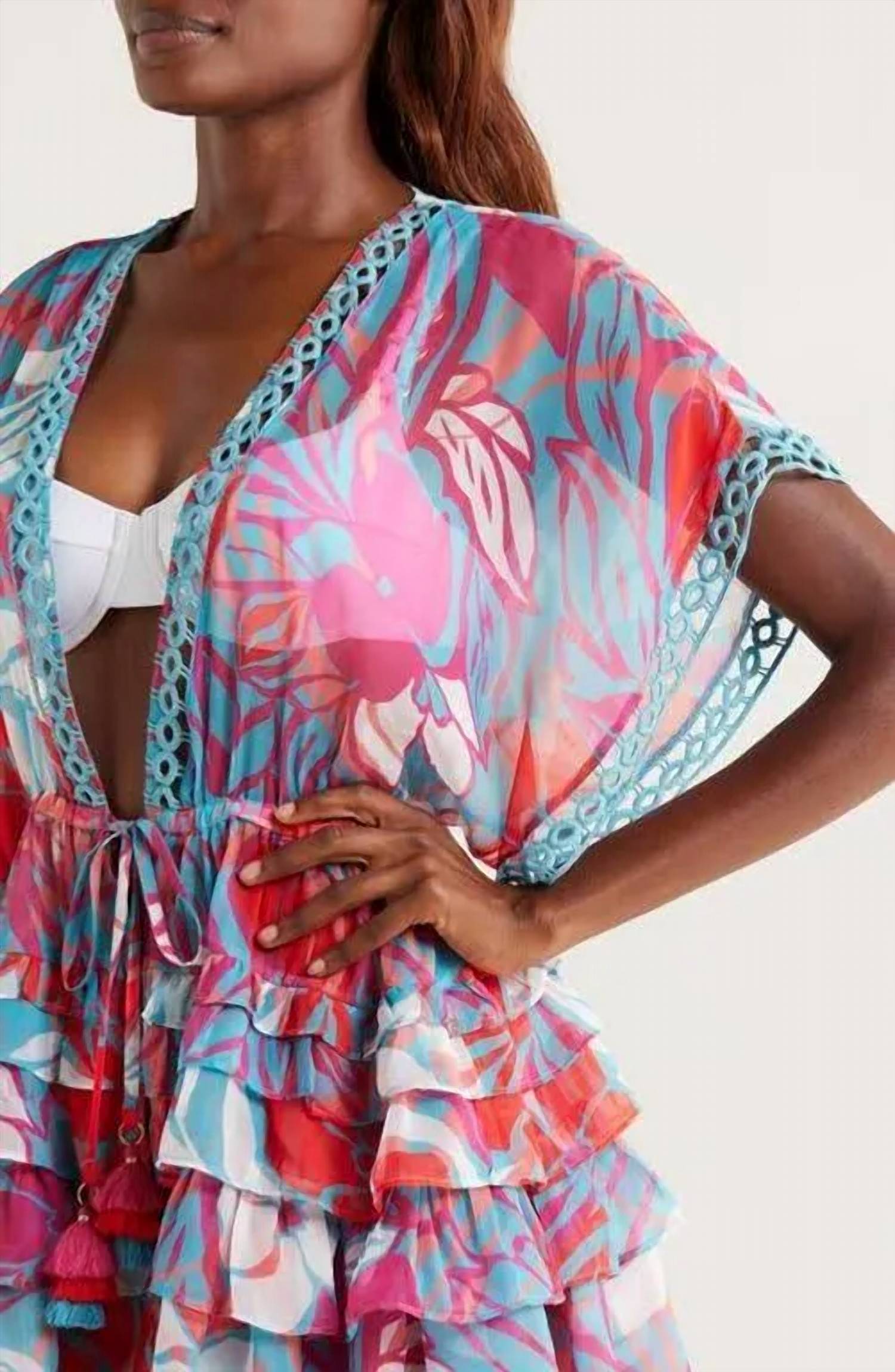 Ramy Brook Marisa Floral Cover-up Dress in floral flame multi - women's swimwear - view 4