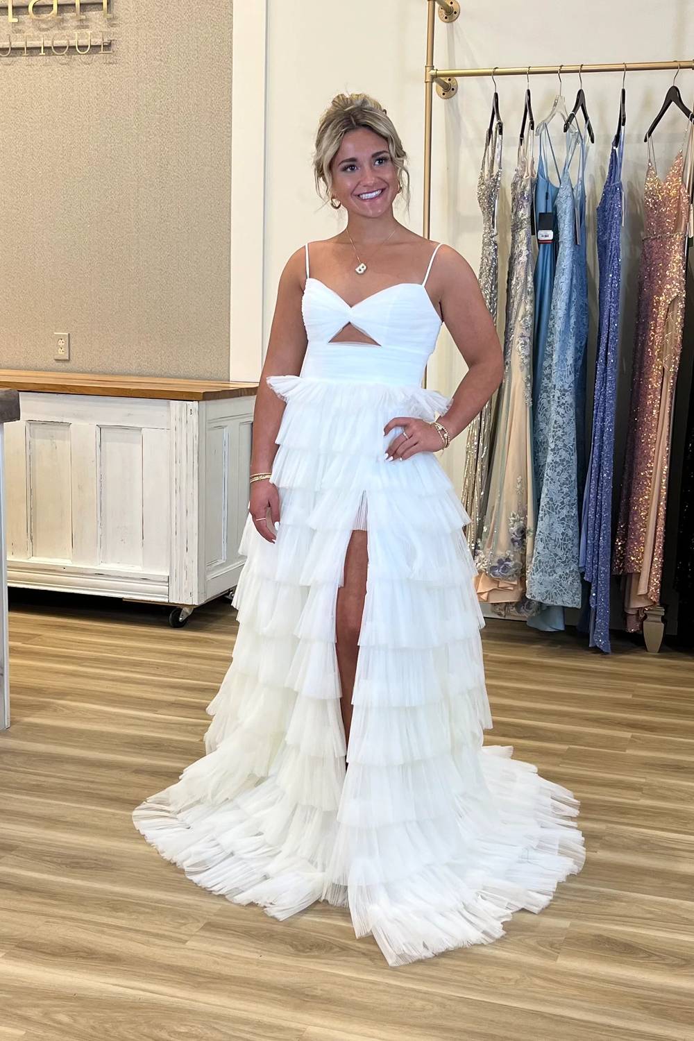 Jovani - Kendal Tiered Tulle Ruffle Gown