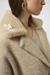 Joseph Ribkoff - Fancee Feather Yarn And Faux Fur Sweater Coat