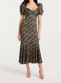 cinq a sept Windswept Meadow Wilma Maxi Dress in black multi - women's dress
