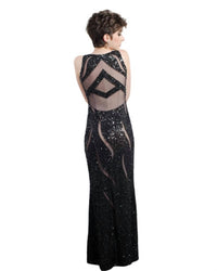 Zasa Chic - Sequined Illusion Panel Gown