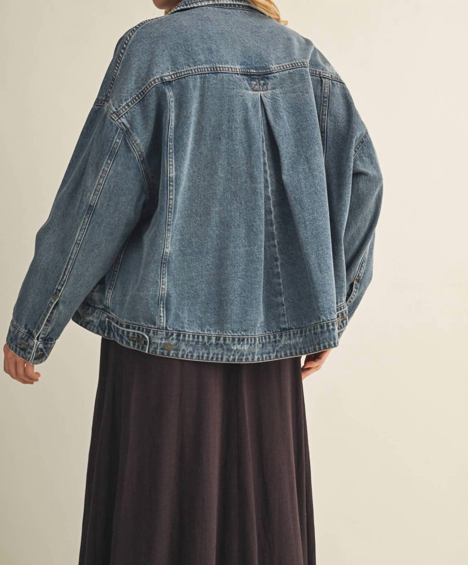 Mustard Seed Women's Addi Pleated Denim Jacket in blue - women's jacket - view 4