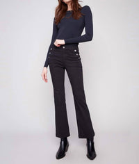 Charlie B - Flare Leg Stretch Twill Pants With Buttons