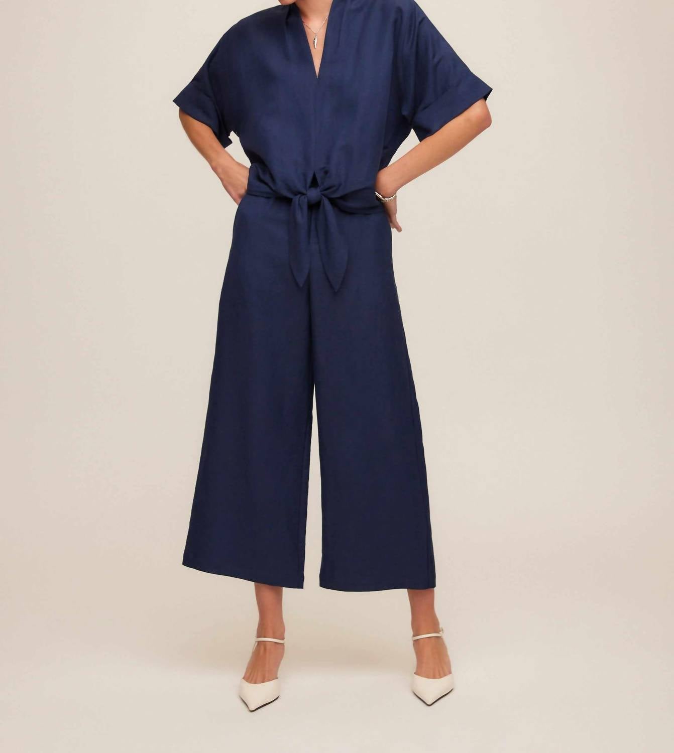 Fifteen Twenty - Women's Janice Cuffed Sleeve Tie-front Top