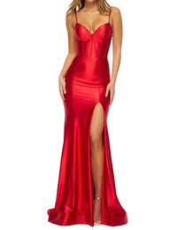 Sherri Hill - V-neck Satin Prom Dress