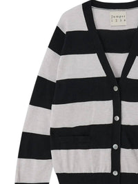 Jumper1234 Women's Slinky Stripe Cardigan in black foggy - women's cardigan - detail view