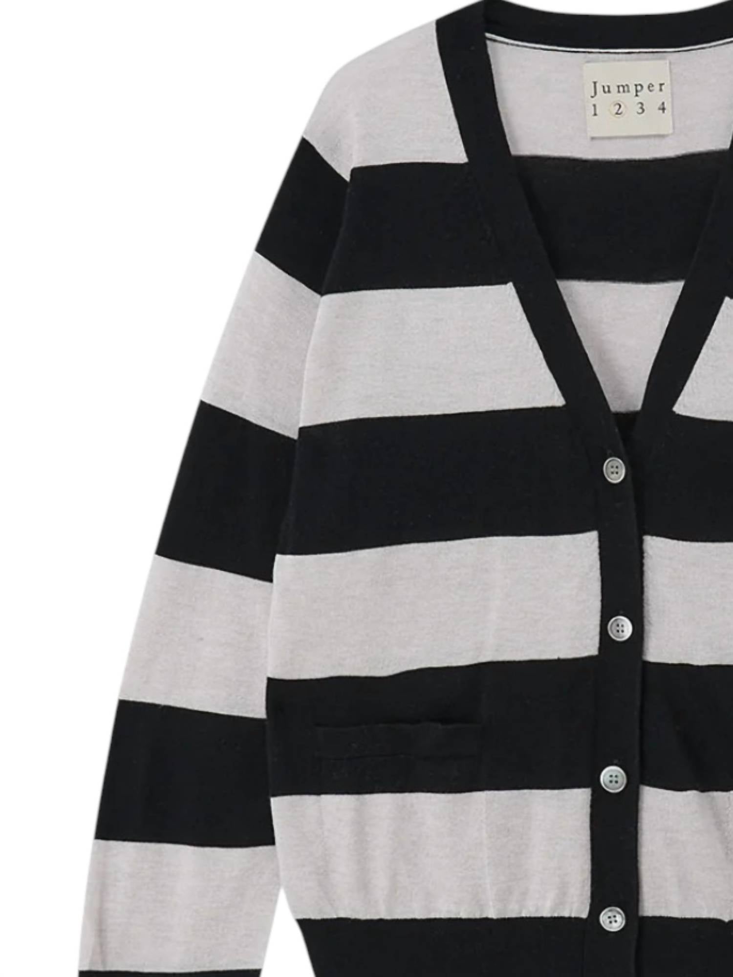 Jumper1234 Women's Slinky Stripe Cardigan in black foggy - women's cardigan - detail view