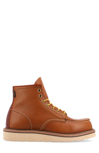 Taft Clothing Men's 002 Leather Moc Toe Boots in brown - men's boots - detail view