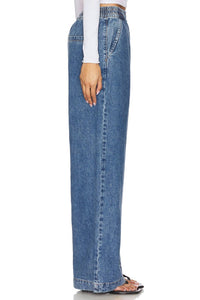 STEVE MADDEN Gilda Wide Leg Pants in blue denim - women's pants - alternate view