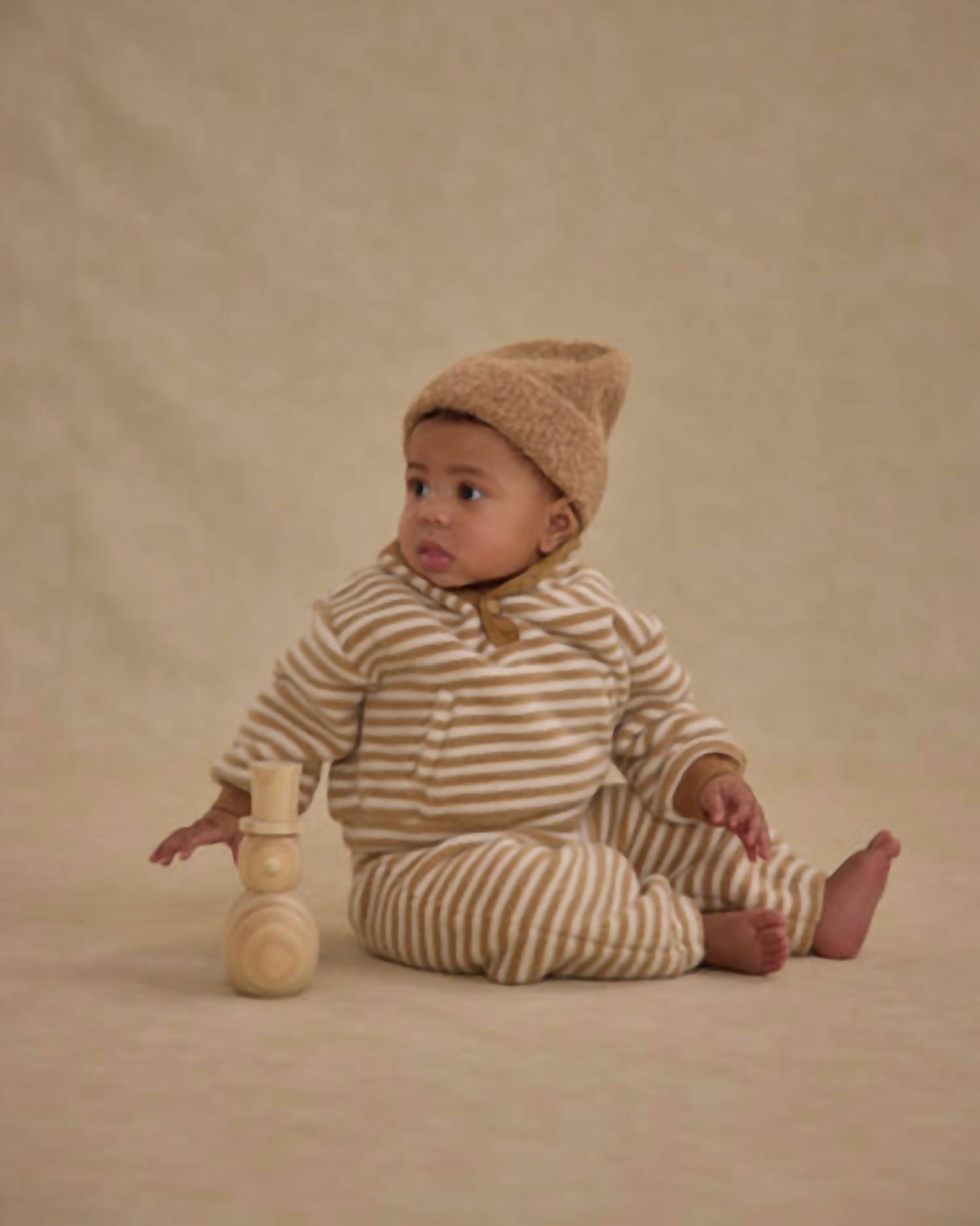 Rylee + Cru Snap Pullover & Relaxed Sweatpant Set in toffee stripe - item