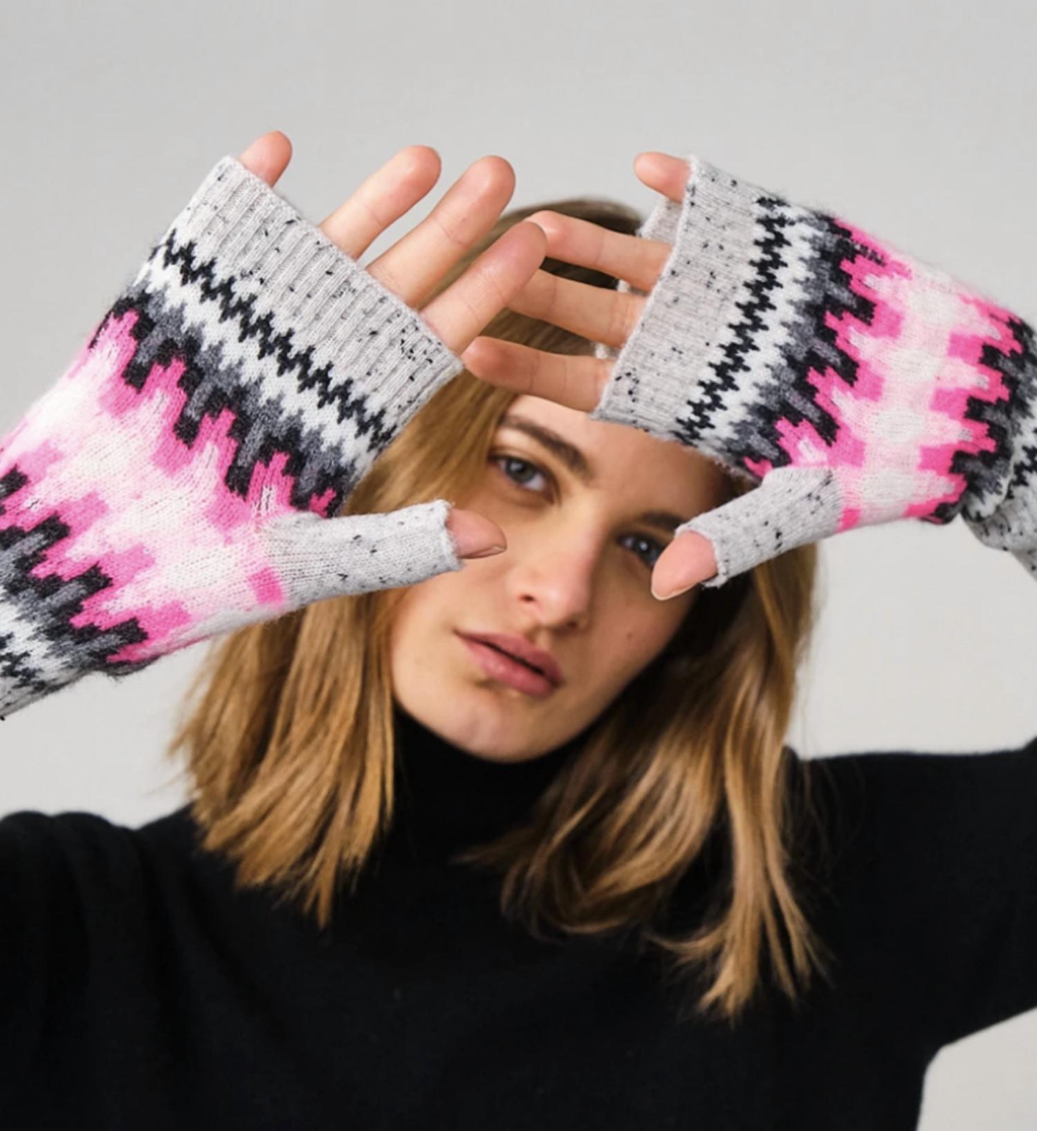 Brodie Cashmere - Electric Fairisle Wrist Warmers